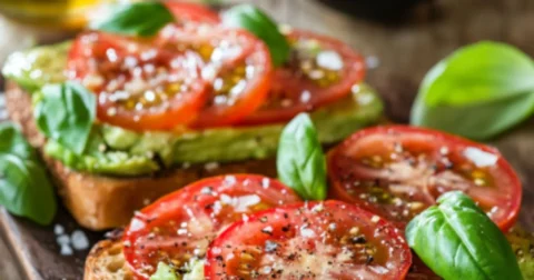 Avocado Toast with Tomato and Basil